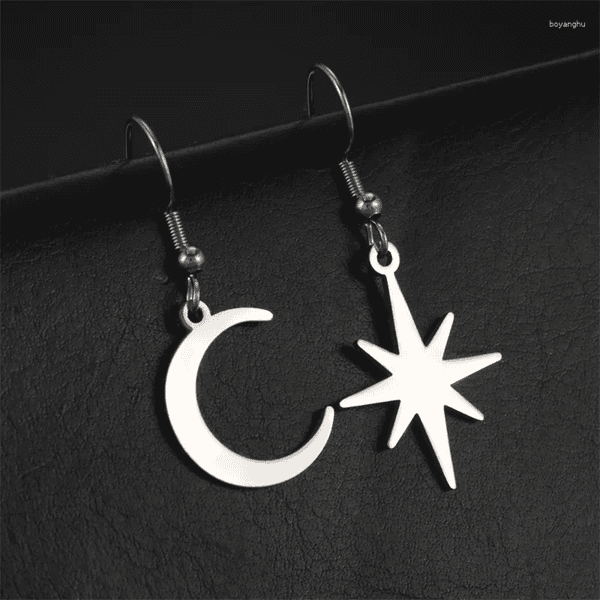 Dangle Earrings Fashion Stainless Steel Drop Star Moon Pendant For Women Girls Party Jewelry Gifts Wholesale Aretes De Mujer
