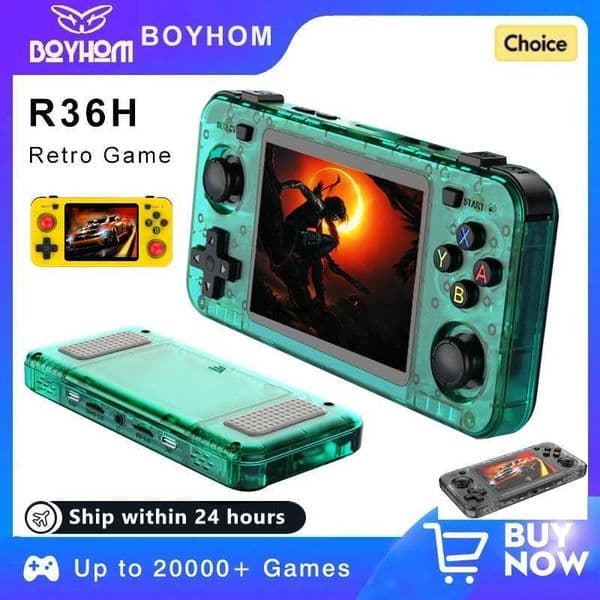BOYHOM Green R36H Retro Video Game Console 35 IPS Screen RK3326 3000 mAh Open Linux System Portable Player 64GB 128GB L260519RQD1