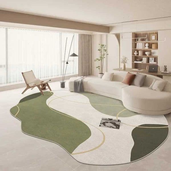 Large Area Green Rugs for Bedroom Nordic Living Room Decoration Shaped Carpet Irregular Plush Lounge Rug Home Thick Washable MatJ260519