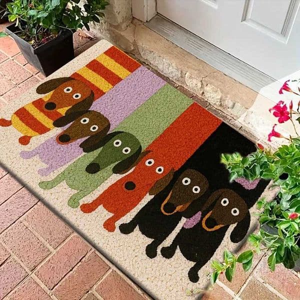 VIKAMA Cartoon Dachshund Welcome Doormat Anti-Slip Washable Home Carpet for Kitchen Bathroom Bedroom - Floor Mat Home Decor L260519