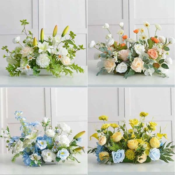 Green Plants Leaf Rose Peony Artificial Flower Row Wedding Table Centerpiece Flowers Backdrop Wall Arch Decor Party Stage Floral C260519