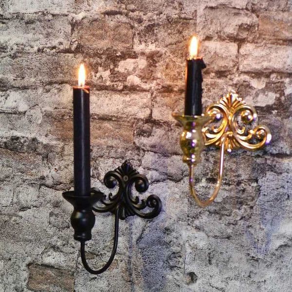 PEANDIM Wall Hanging Candlestick Wall Lamp Scented Candle Decoration Gold Black Candle Holder Home Bar Outdoor Candle Lantern L260519