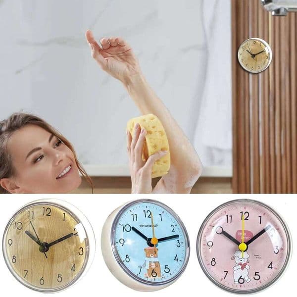 1PC Mini Sucker Wall Bathroom Anti-Fog Waterproof Kitchen Toilet Small Quartzs Table Clock Shower Clocks Home Decor W260519