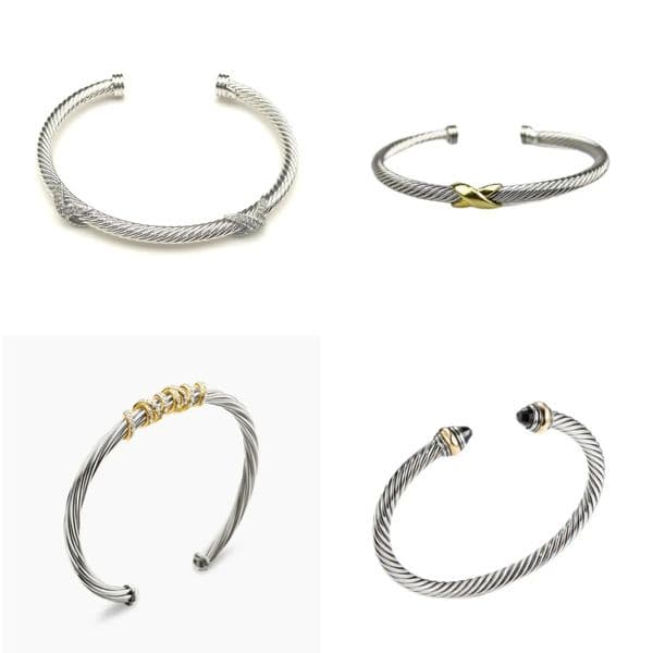 Silver Bracelet Designer Twisted Rope Designer Jewelry Designer for Women Gold Bracelet Punk with Diamond Bracelet