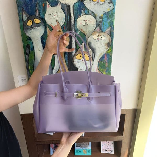 New Korean-style jelly cross-border sales, transparent tote bag for women, large-capacity shoulder bag, fashionable and versatile commuter handbag