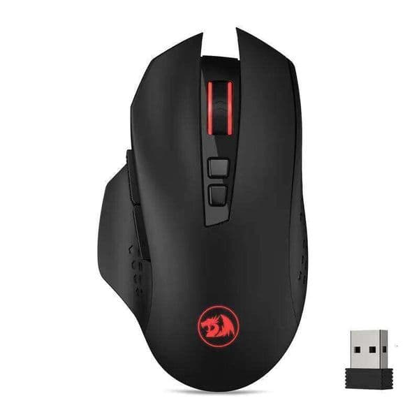 Redragon M656 Gainer Gaming Mouse, 4000 2.4Ghz Wireless Gamer Mouse w/ 5 DPI Levels, 7 Macro Buttons, Red LED Backl 26Y0519