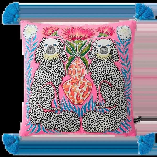 Luxury Designer Decor Velvet Luxury Soft Cushion Cover Horse Print Flower Square Case Shell Home Sofa Bed Couch Decoration Pink Vintage room 021