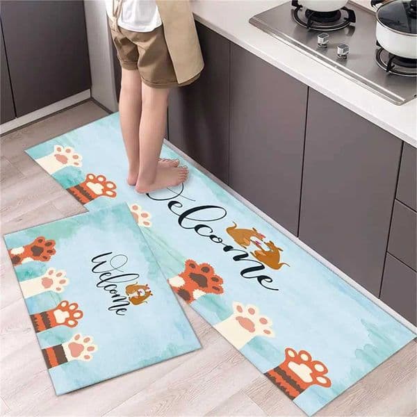 Cute Pattern Kitchen Mat Long Rugs Crystal Velvet Carpet for Living Room Absorbent Foot Mats Bedroom Doormat Alfombra L260519