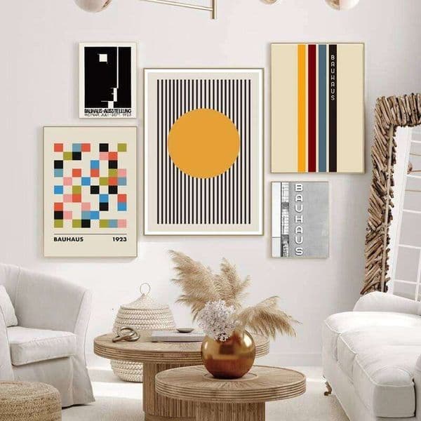 Bauhaus Exhibition Poster Unique Geometric Graphic Canvas Print Minimalist Wall Picture Boho Painting Dorm Bedroom Art Decor 26L0519