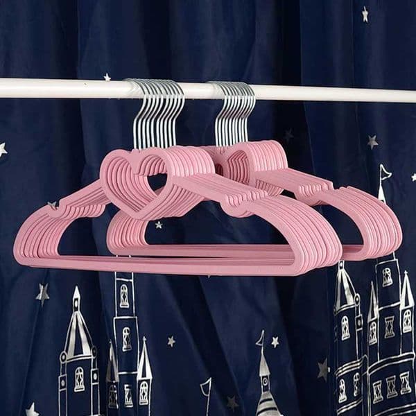 10PCS Clothes Hanger Durable Hanger ABS Heart Pattern Coat Hanger For Adult Children Clothing Hanging Supplies Pink C2605201