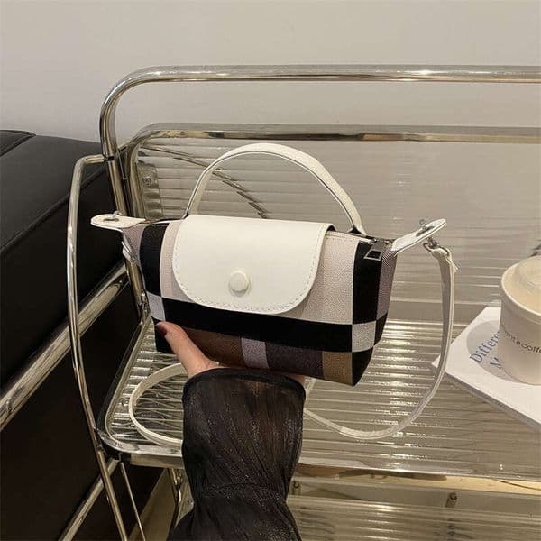 European American fashion mini plaid new casual shoulder vintage underarm bag, color-blocking handbag and crossbody bag