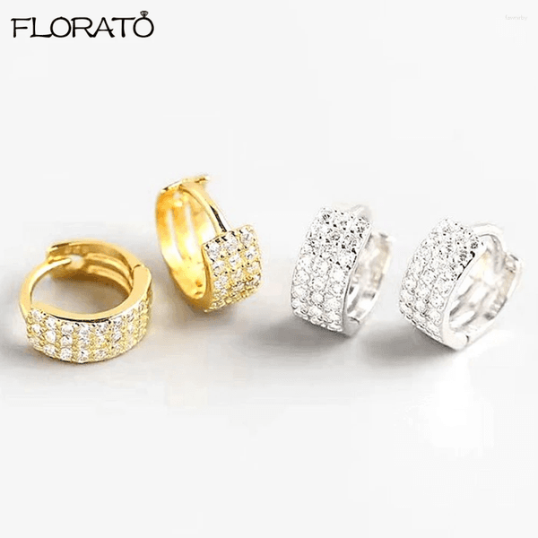 Hoop Earrings 925 Sterling Silver Needle Luxury Cubic Zirconia Gold Color Small For Women Circle Crystal Party Jewelry