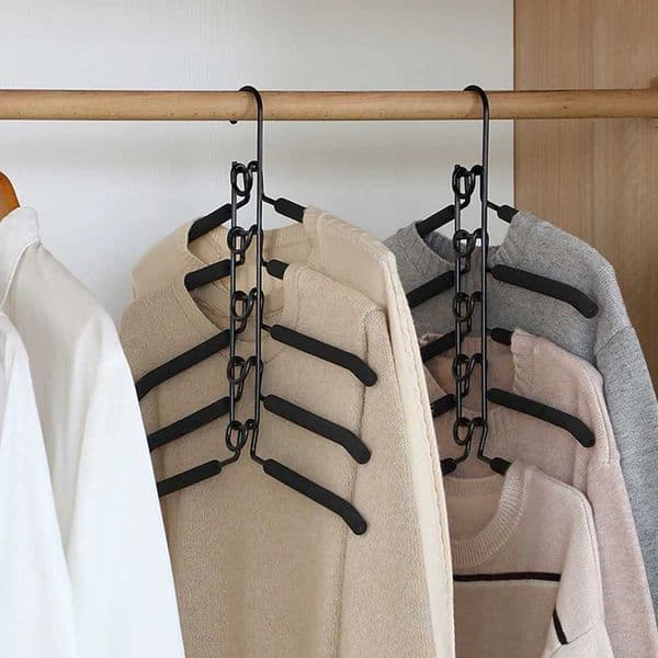 Clothes Drying Rack Mounted Hanger Indoor Space Saving Household One-Piece Clothes Hanger 5 Layer Detachable Storage Holder C260520