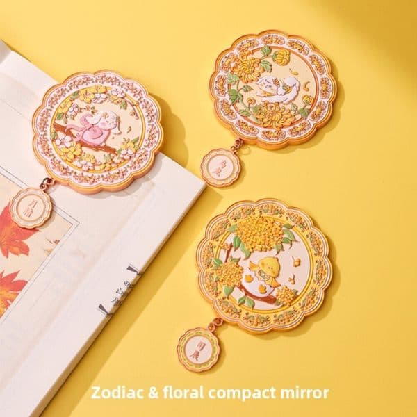 Designer art Metal Mirror For Year Of The Horse Zodiac, Handheld Portable Ancient Style Cultural And Creative Mini Makeup Mirror, Travel Souvenir Free Shipping 3