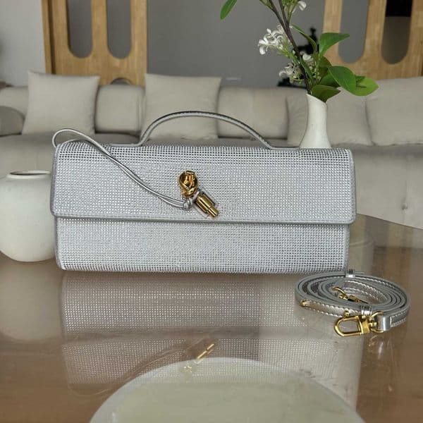 Designer Luxury Crystal Rhinestone Clutch Bag Women Evening Party Handbag with Detachable Shoulder Strap
