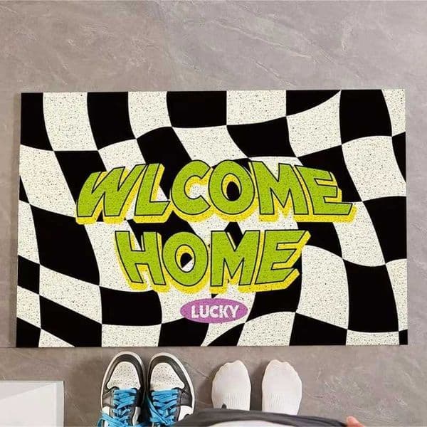 Ins Chessboard Grid Welcome Entrance Doormat Anti-slip PVC Floor Mat Entry Porch Hallway Entryway Home Decor Dust Removal Carpet L260519