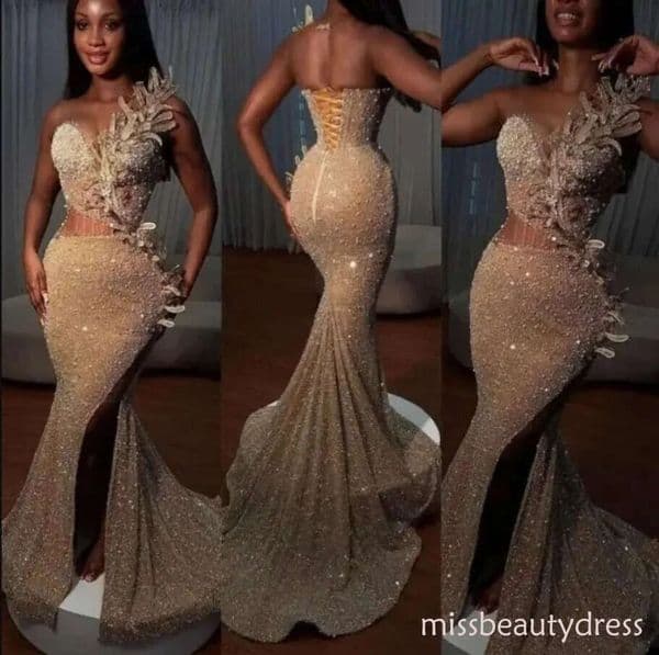 Mermaid Prom Dresses Sparkly Sequins Illusion Bodice Beaded Applique High Split Custom Made Pleats Evening Gown Formal Occasion Gowns J31