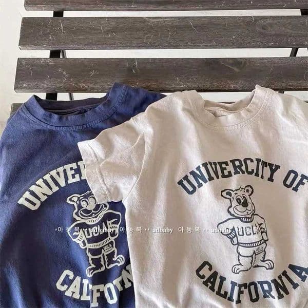 Child Casual Clothes Cartoon Letter Little Bear Print TShirt New Solid Color Versatile Tees Fashion Cute Round Neck Short SleeveJ260520