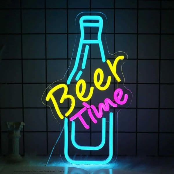 Beer Time Neon Sign USB Dimmable LED Neon Light Sign for Drink Bar Bistro Man Cave Hotel Shop Party Wall Art Decoration H260520