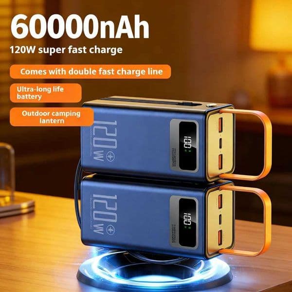 30000mAh / 60000mAh High Capacity Power Bank 120W Quick Charge External Battery Pack with LED Light for Phone Laptop T260520