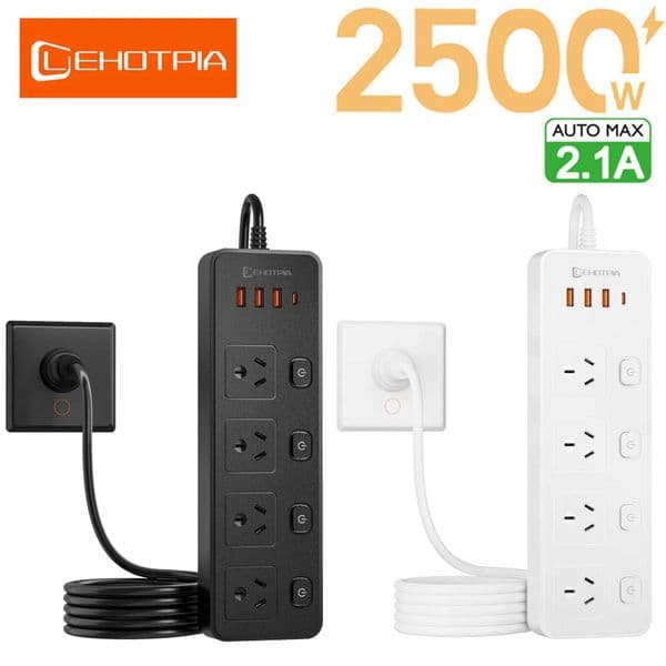 Australia Independent Switch AU Plug AC Power Strip 18m Extension Cord Socket Multitap Network Filter With USB C Charging Ports T260520