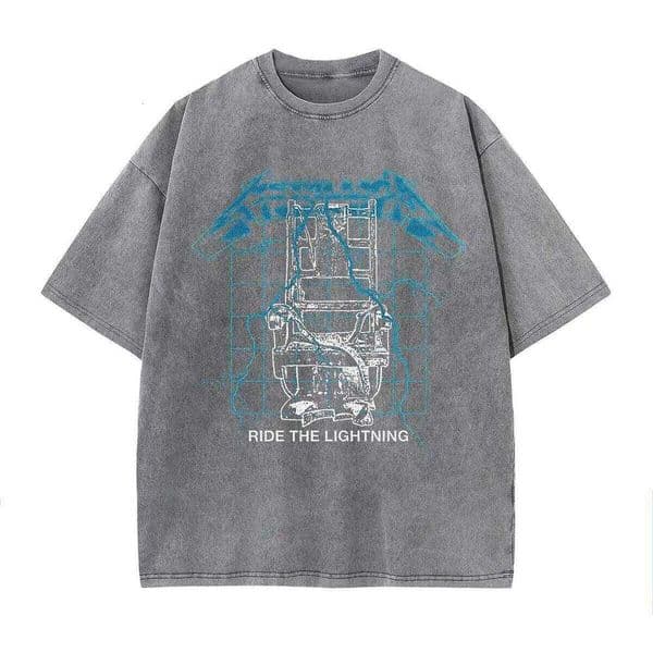 2026Metallica Pure Cotton Washed Vintage American Round Neck Half Sleeved New Men's and Women's Short Rock T-shirt