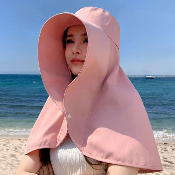 Designer Bucket Hats Women Fishing Caps Outdoor UV Anti Neck Protection Sun Visors for Lady Fishing Hiking Wide Brim Shawl Sunscreen Ponytail Cap