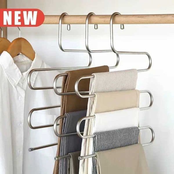 5 layers S Shape Pants Storage Hangers Stainless Steel Clothes Hangers Clothes Storage Rack Multilayer Storage Cloth Hanger C260520