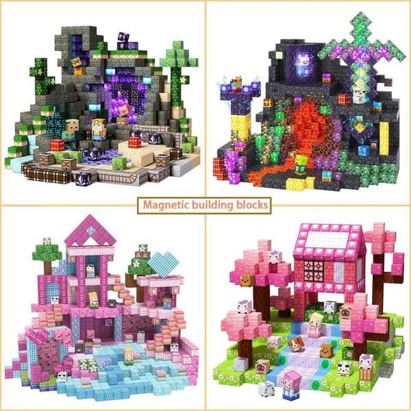 Magnetic Building Block Bricks Toy Mine Stacking World Creative DIY Build Model Set STEM Educational Kids Gifts for Boy Girls M260520