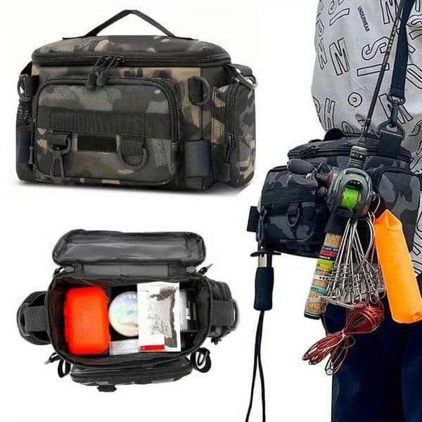 A practical outdoor fishing gear bag - canvas waist bag shoulder bag shoulder bag universal travel sports bag M260520