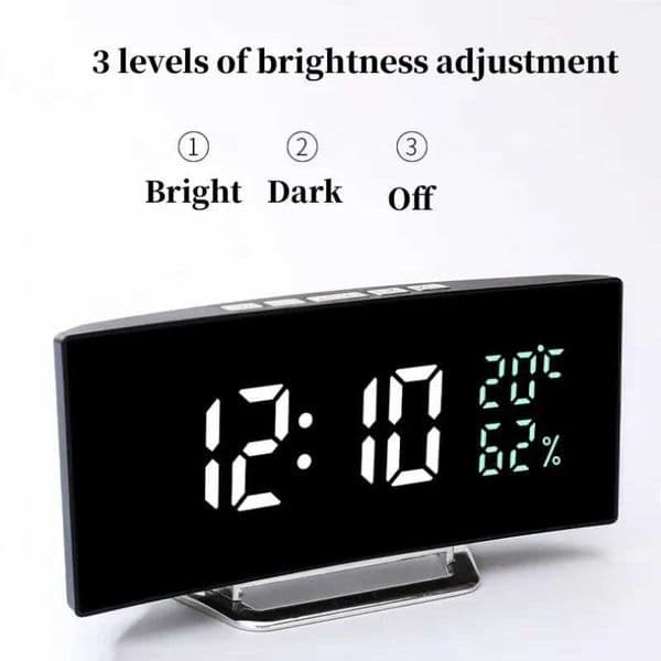 Mirror Digital Alarm Clock Temperature Date 2 Levels of Brightness Adjustment Snooze Table Clock 12/24H Night Mode LED Clock C260520