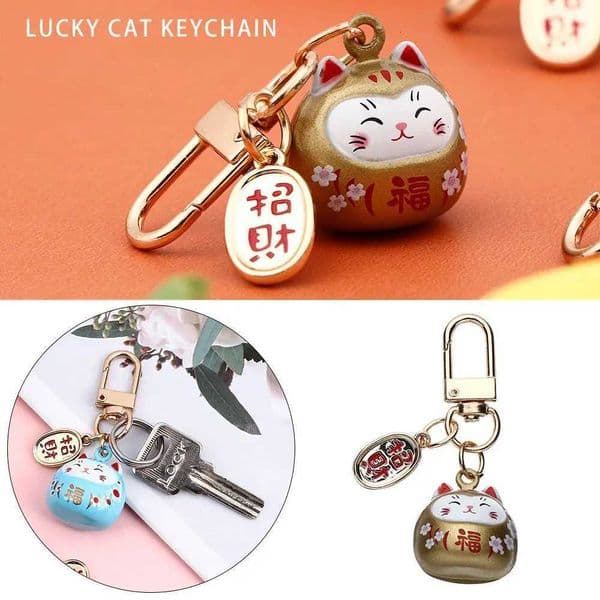 Japanese Cute Lucky Cat Keychains Cartoon Lucky Cat Key Chains Car Bag Charm Ornaments Pendant Keyring Couple Gift M260520