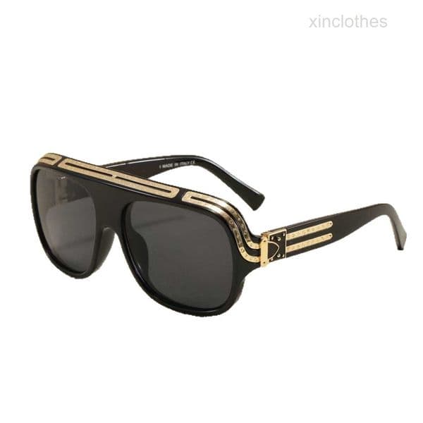 Men sunglasses designer sunglasses womens millionaire glasses Vintage Shiny Gold Finish Carved Double Bar Decorative Glasses UV400 Protection full frame