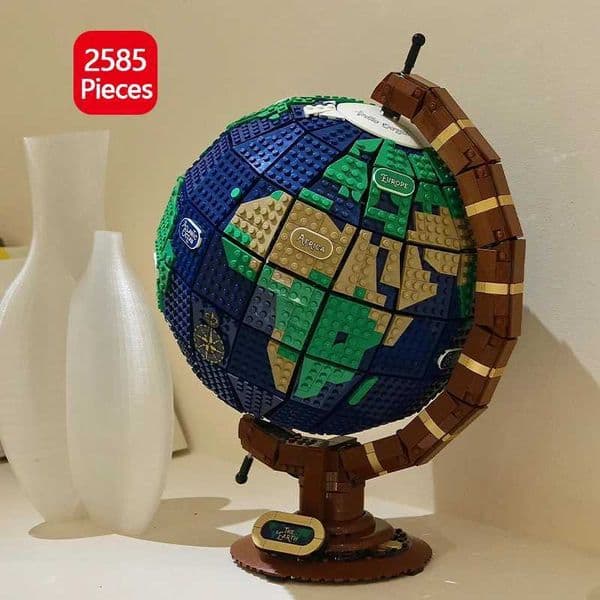 Creative Series Globe Building Blocks Set 2585 Pieces - DIY World Map Model Geography Educational Toys for Adts Holiday GiftJ260520