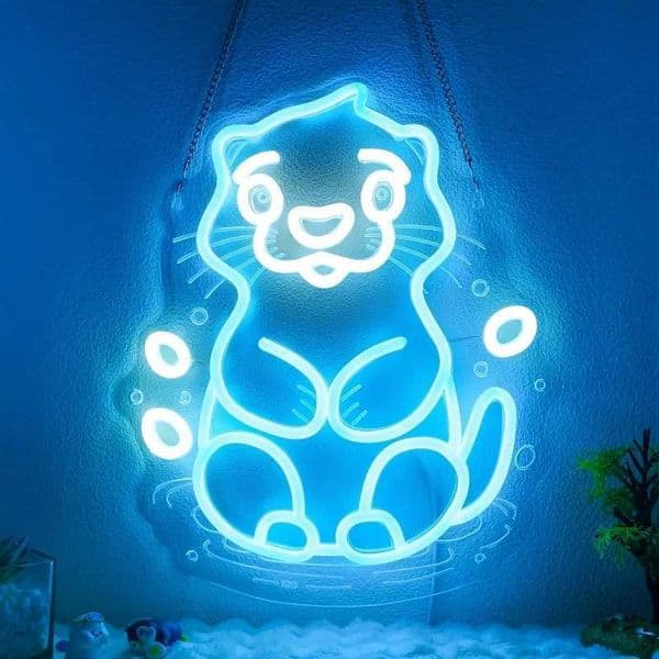 Cute Otter LED Neon Sign for Bedroom Living Room Home Decor Party Night Light Wall Art Cozy Romantic Atmosphere Neon Light Gift H260520