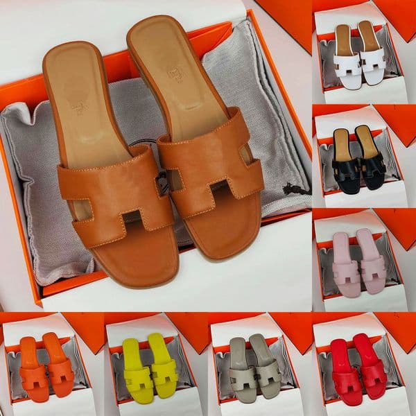 Classic orange slippers designer slippers womens slippers summer slippers fisherman shoes Genuine leather sandals Luxury sandals Size 35-42