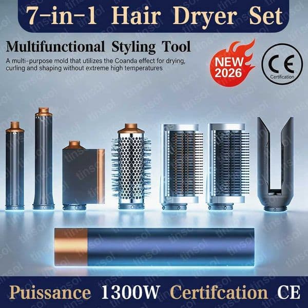7 in1Multifunctional Hair Dryer Set Hair Styling Tool Curling Iron Hot Air Brush Curling Barrel Professional Curling Styler T260520