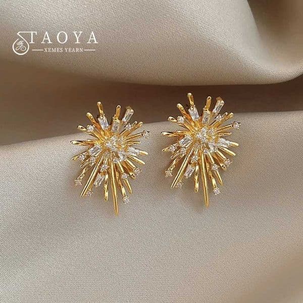 Irregular Ddesign Flower Explosion sShaped Earrings Copper alloy Micro Inlaid Zircon Accessories Unusual Jewelry For Womens L260520