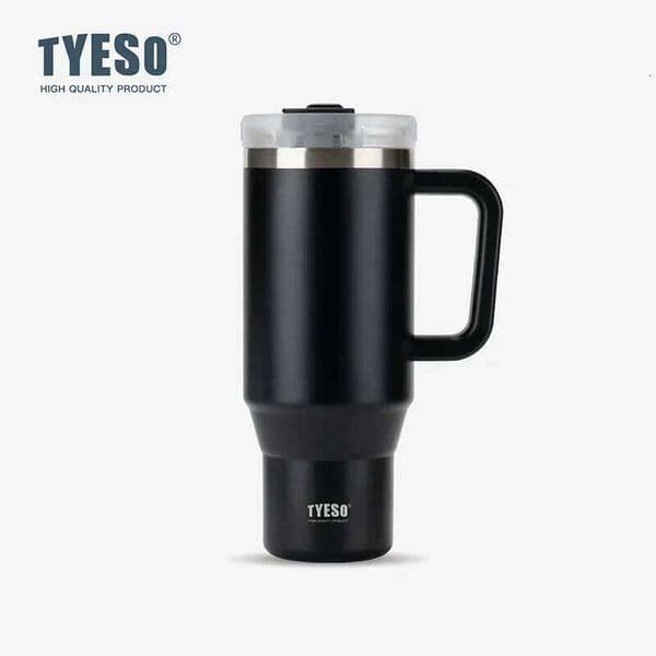 Tyeso 900/1200ML Tumbler Bottle Stainless Steel Car Mug With Handle Straw Thermal Iced Travel Vacuum Insulated Coffee Hot Cup 26Y0520