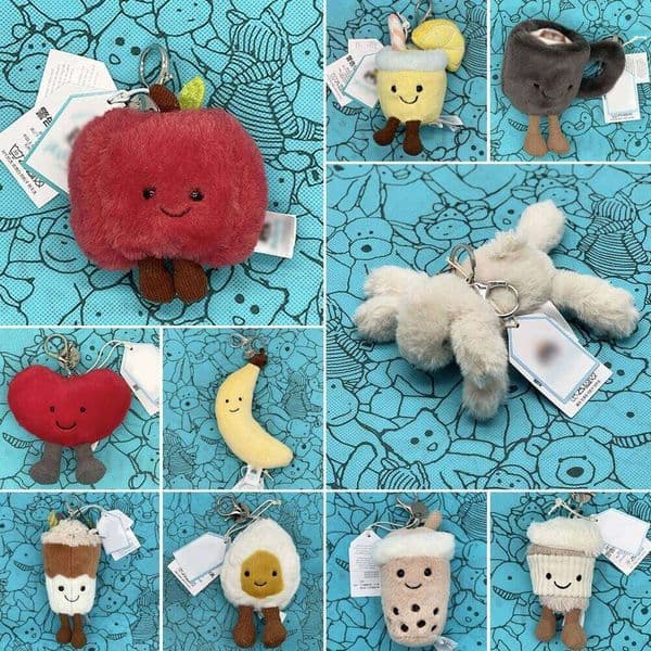 Bag Charms Popcorn Keychains, Egg Pendants, and Plush Red Heart Keychains Ideal as Gifts 26L0520