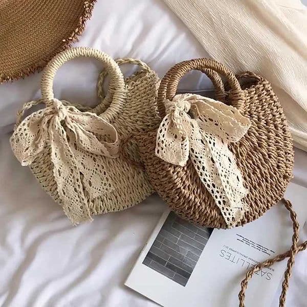 Handmade Half-Round Rattan Woven Bag Summer Women Messenger Crossbody Bags Girls Small Beach Handbag H260520