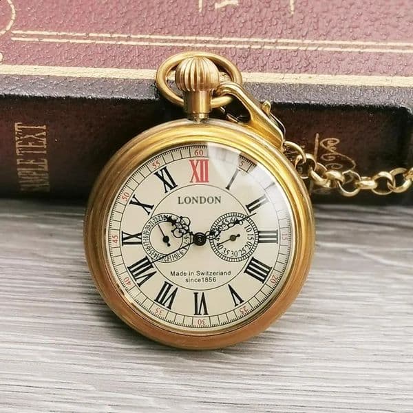 Antique London 1856s 5 Hand Small Dial Mechanical Pocket Watch Roman Number Open Face Fob Watch Gift Clock 260520