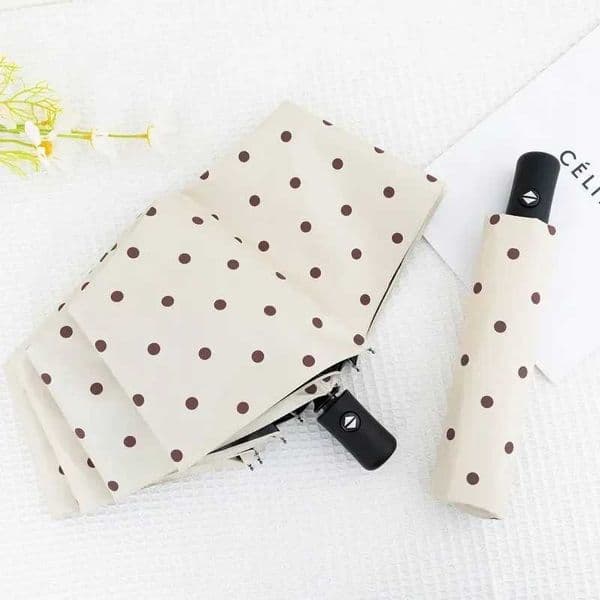 Portable Polka Dot Sun Umbrella UPF 50 UV Resistant Foldable Shade C260520
