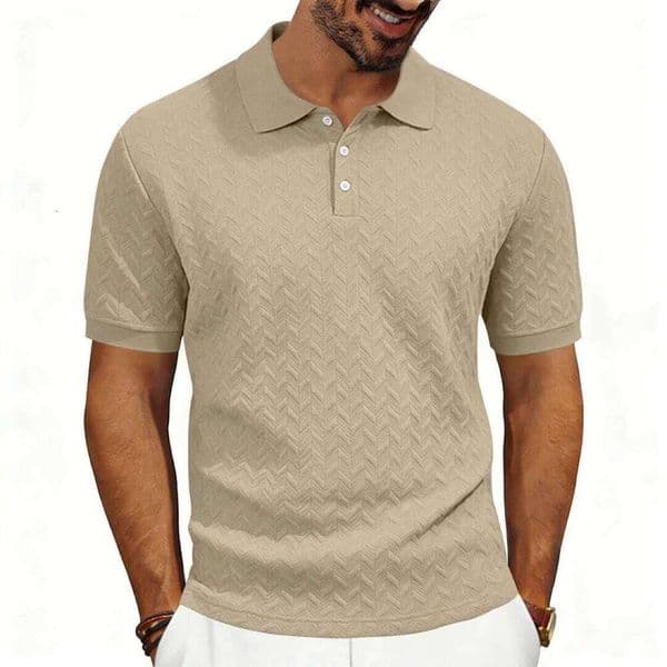 Cross-border Amazon American heavy-duty loose texture pattern solid color jacquard casual simple trend short-sleeved polo shirt W260520