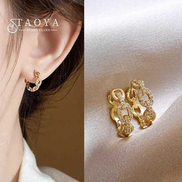 Mini Geometric Chain Micro Inlaid Zircon Earrings for Womens Girls 2025 New Autumn Winter Accessories Fashion Jewelry Earrings L260520