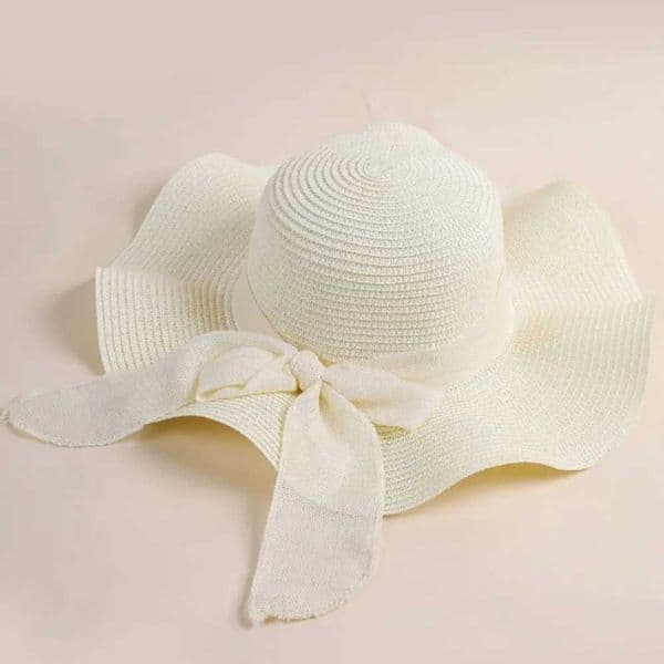 Fashion UV Protection Beach Hat Wide Brim Bow Ribbons Travel Straw Hat Portable Foldable Sun Visor Cap M260520