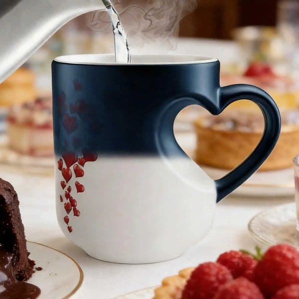 new Color Changing Mug Heart Ceramic Cup Novelty Magic Cup Creative Design Coffee Mug Valentines Day Preferred Gift H260520