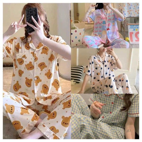Womens Clothing Two-Piece Cardigan Pajamas Summer Thin Section Of Short-Sleeved Pants Printed Cute Casual Comfortable Homewear M260520