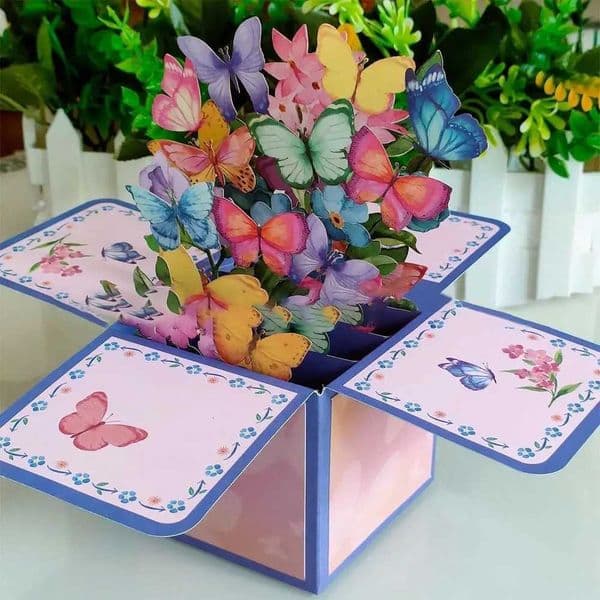Wedding Anniversary for Birthday Greeting Card 3D s-up Bouquet Daisy/Carnation Paper Flowers Rose/Lily/Sunflower/Tulip L260520