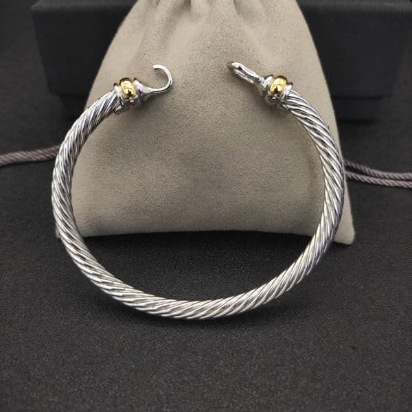 Bracelet designer Men Double Twisted Cable Wire Bracelet Charm Sliver Cross Women Platinum Plated Color Ring Opening Jewelry